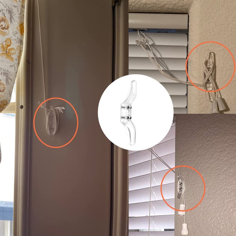 Cutelec 4pcs Clear Cord Cleat for Child Safety and 8pcs Screws for Drapery/Blinds Plastic Safety Rope Cleats Transparent Pull Cord Winders - Image 4